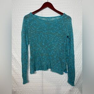 Georgina Estefania Teal with Gold Accents Knit Long Sleeve Women's Top Medium